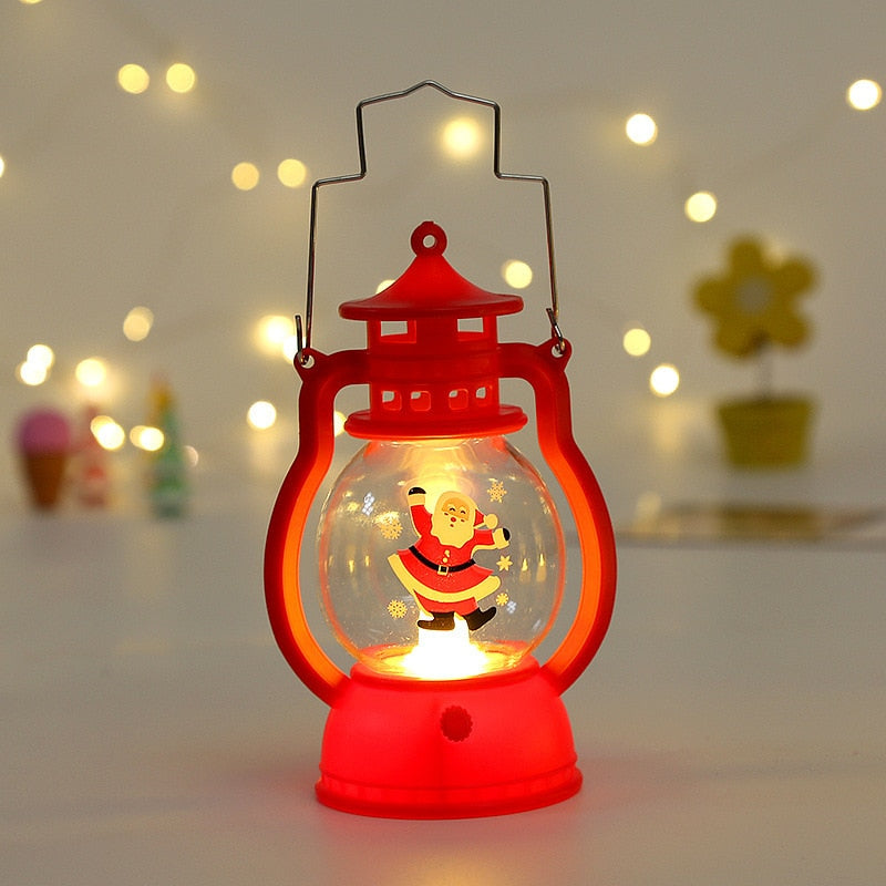 Hzzkzz ornamen Natal LED Lantern Lantern Santa Claus Dekorasi Natal Untuk Rumah 2023 Xmas Navidad Noel Hadiah