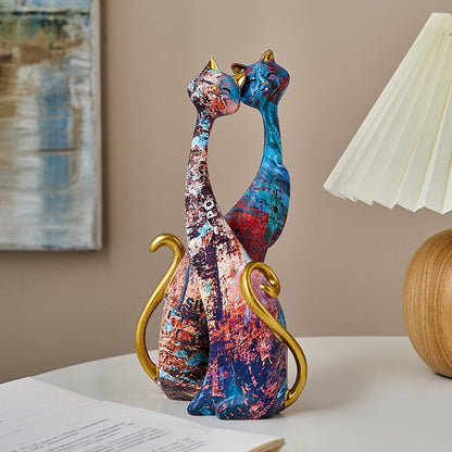 Arte nórdico Pintura al óleo Decoración de gatos Ornamentos abstractos Figuras de dormitorio Escultura de porche de escritorio Decoración del hogar