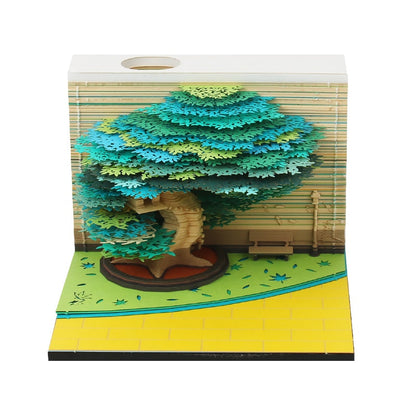 Omoshiroi Block 3D Notepad 2024 Calendar Cute Mushroom Ornament Led Memo Pad Office Calendars Desktop Decoration Birthday Gift