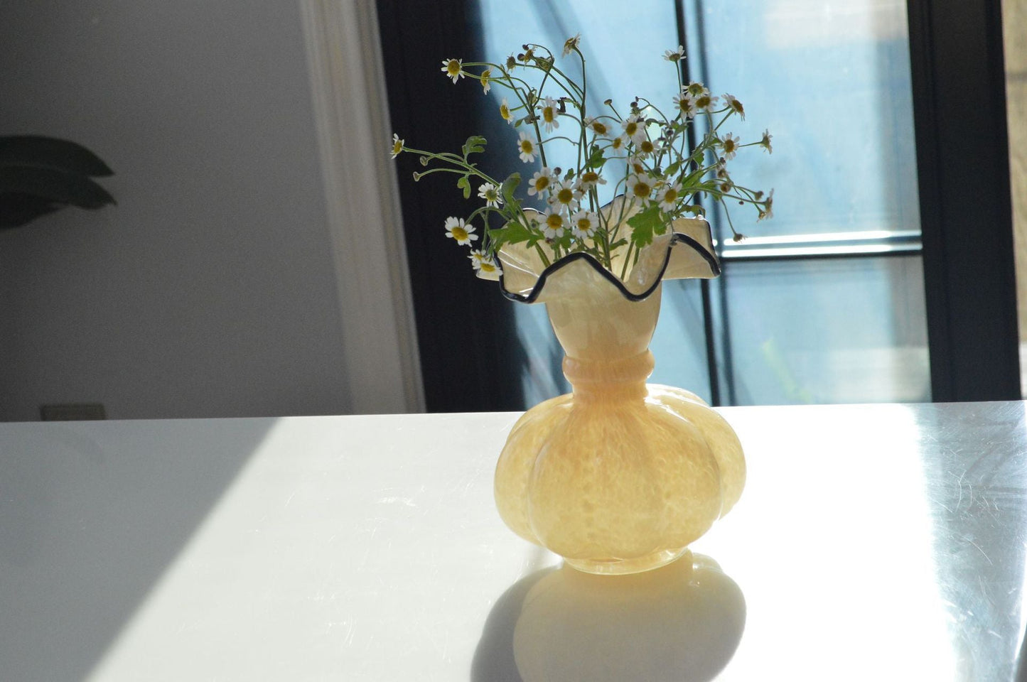 Fransk mælk jade gul græskar perler vase håndlavet glas hjem dekoration stue dekorativ blomster sæt blød dekoration