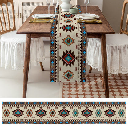 Bohemian Ethnic Geometry Linen Table Runners Holiday Party Decor Reusable Table Runners for Dining Table Wedding Decorations