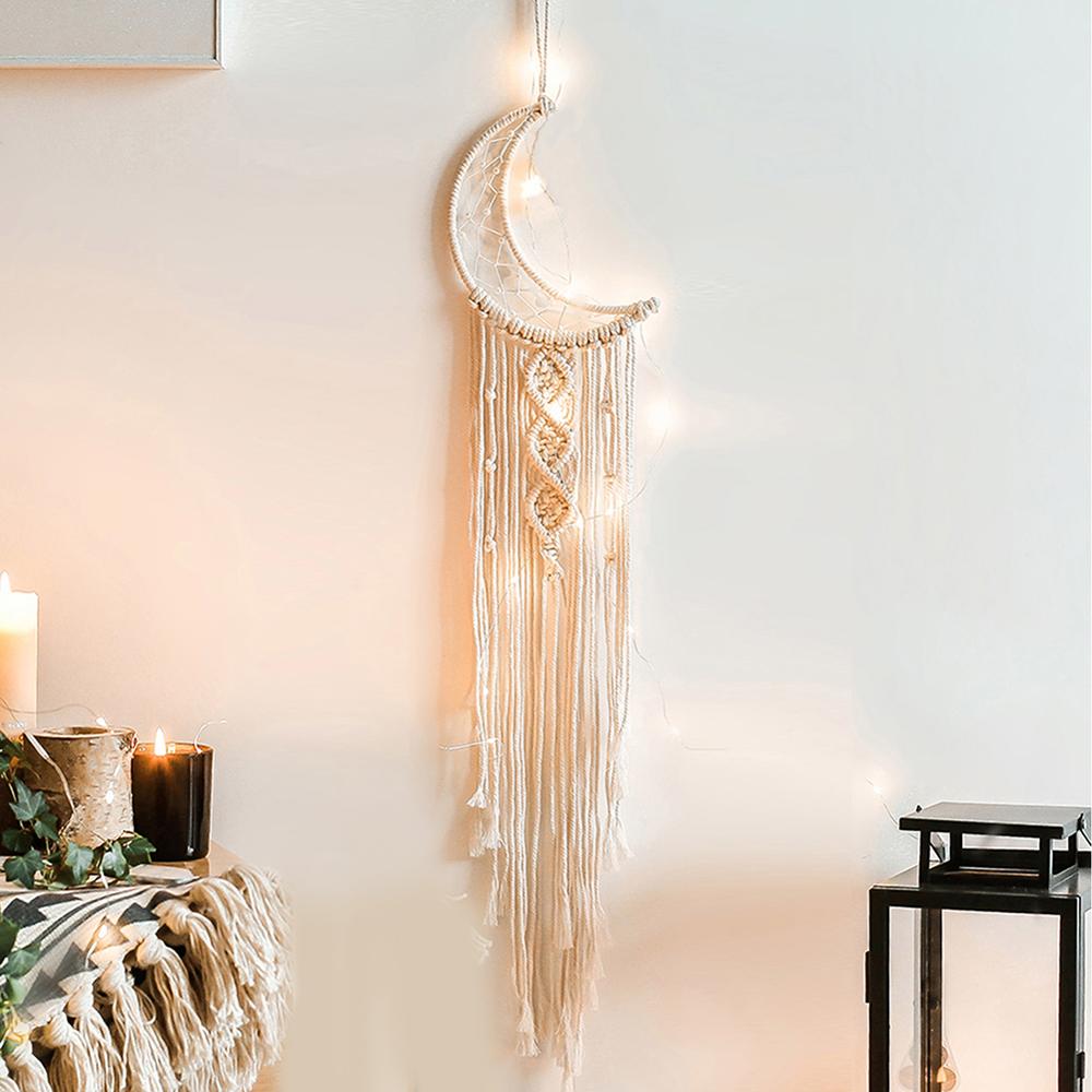 Moon and Star Macrame Wall Hanging Tapestry Boho Wall Decor Macame Deco Pared Handmade Kids Girls Room Decoration Gift 48h
