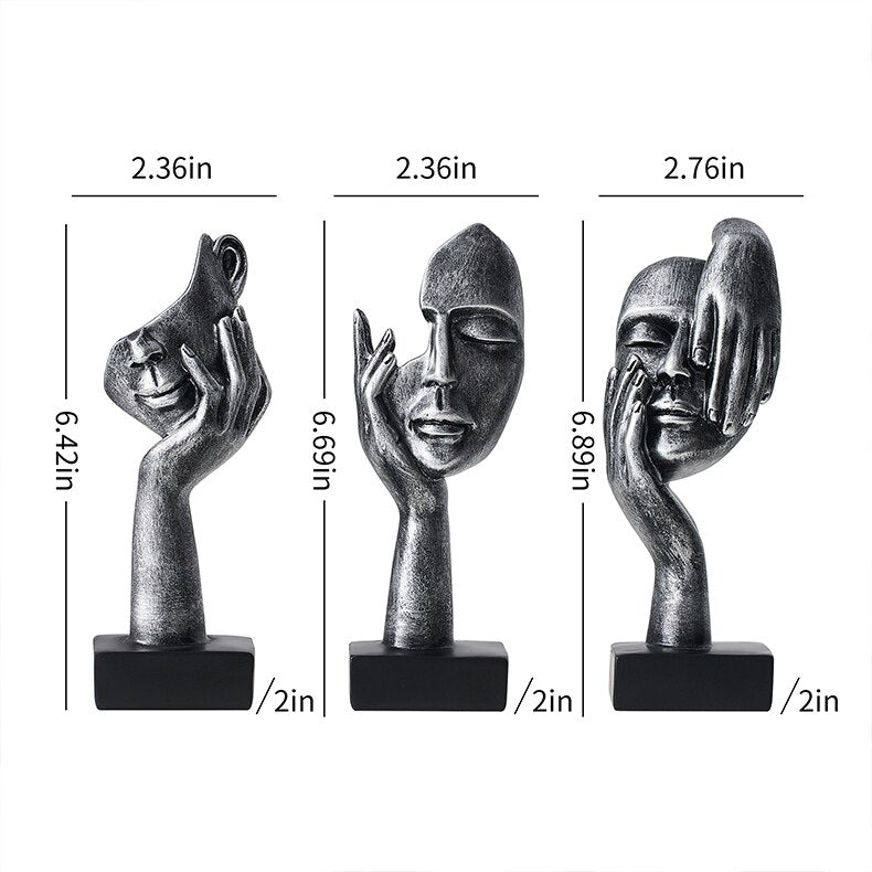 Modern nórdico decoração de casa humana Face miniaturas Acessórios de mesa Pensador esculturas Figuras Decoração da sala de metal estatueta de metal