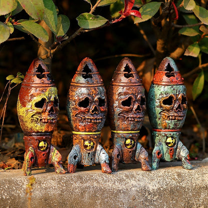 Garden Halloween Skeleton Bomb the Skull Bomb Nuclear Warhearhead Resin Decorative Crafts Ornament