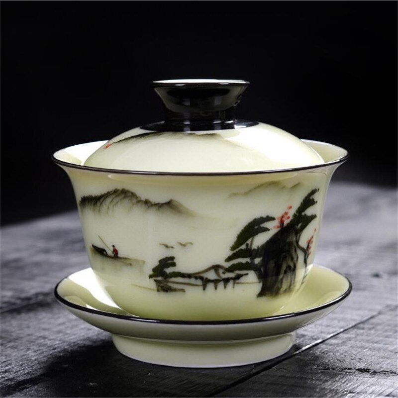 150 ml kreativ kinesisk landskabsmaleri gaiwan tesæt keramisk tea
