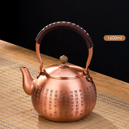 Red Copper Teapot Chinese theeceremonie Handmade Pure Tea Kung Fu Tea Copper Teawear Retro Keep in Good Health Tea Kettle