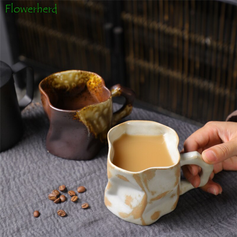 Tazza di tazza in ceramica contorta tazza di nicchia di nicchia a forma di tè a forma speciale colorato tazze di caffè creative in ceramica grossolana