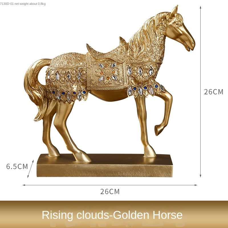 Yaratıcı Altın Gümüş Siyah At Reçine Heykel, At Modeli Ev Dekoru Hayvan Dekorasyon Oturma Odası Ofis Zanaat Dekorasyonu