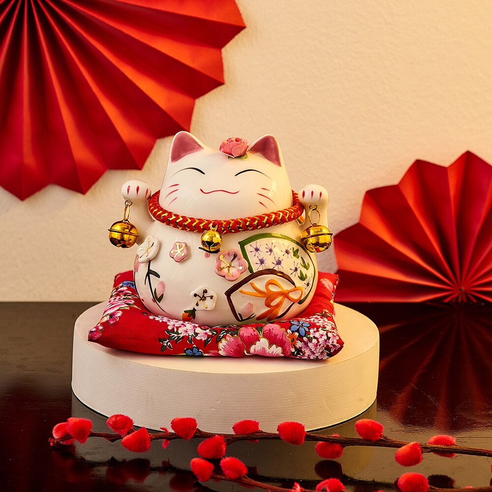 Luovan huoneen keraaminen maneki neko possupankki japanilainen onnekas kissa feng shui koti fortune rahalaatikko olohuoneen sisustus lahjat