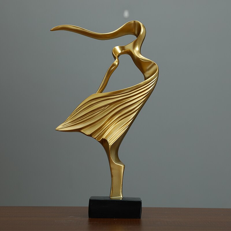 Ornamento de estatua de bailarín de figura resumen de arte retro nórdico, sala de estar en el hogar gabinete de televisión de la oficina de resina de la oficina decoración de esculturas