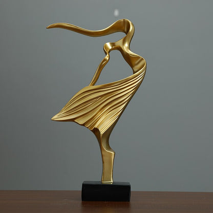 Ornamento de estatua de bailarín de figura resumen de arte retro nórdico, sala de estar en el hogar gabinete de televisión de la oficina de resina de la oficina decoración de esculturas