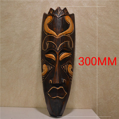 קיר בסגנון דרום -מזרח אסייתי תליון תליון עץ תאילנדי גילוף מסכת פנים אפריקאית