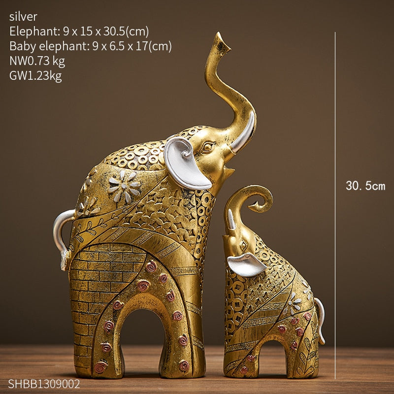 שרף פיל זהב מודרני שרף קישוט ביתי אביזרי מלאכה פסלים דקורטיביים קישוטי פסלי משרד מתנות סלון