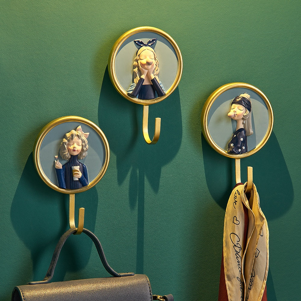 女の子のラックウォールハンギング装飾北欧の絶妙な樹脂コートフックホーム漫画ミニマリストバスルームアクセサリーハンガーの装飾