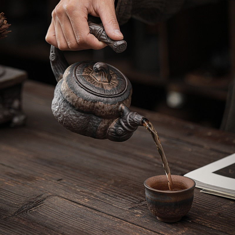 Japon El Yapımı Taş Çay Teapot Çay Pot yalama balkabağı kaldırma kirişi tenceresi mum sıcak çaydanlık seti Infuser Teapware Mutfak Yemek