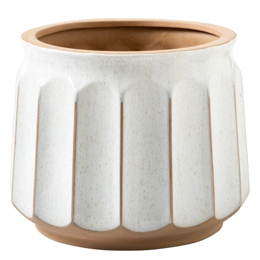 Okrągłe białe i brązowe ceramiczne pory ceramiczne 14 x 14 "x 11"