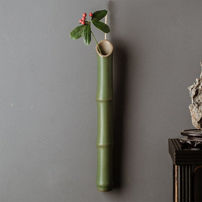 Seinä roikkuu bambu maljakko luova minimalistinen keraaminen kuivatut kukat Järjestely Hydroponinen maljakko olohuone Mesa -kodin sisustus