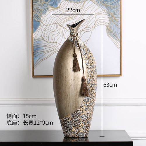 New Chinese-style Home Decoration Ceramics Vase Living Room Decoration TV Cabinet Porch Model Room Decoration Luxury Decals