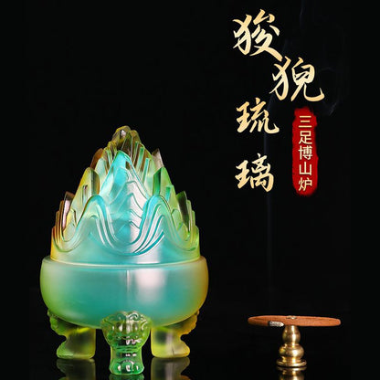 مبخرة زجاجية للمنزل داخلي فرن بوشان خشب الصندل العود ثلاثة أرجل مبخرة مبخرة صينية البخور