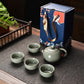 Ke Kiln Chinese Tea Set Teaware Kung Fu Travel Tea Set Gift Box A Teapot with Four Cups Event Gifts Tea Pot and Cup Set