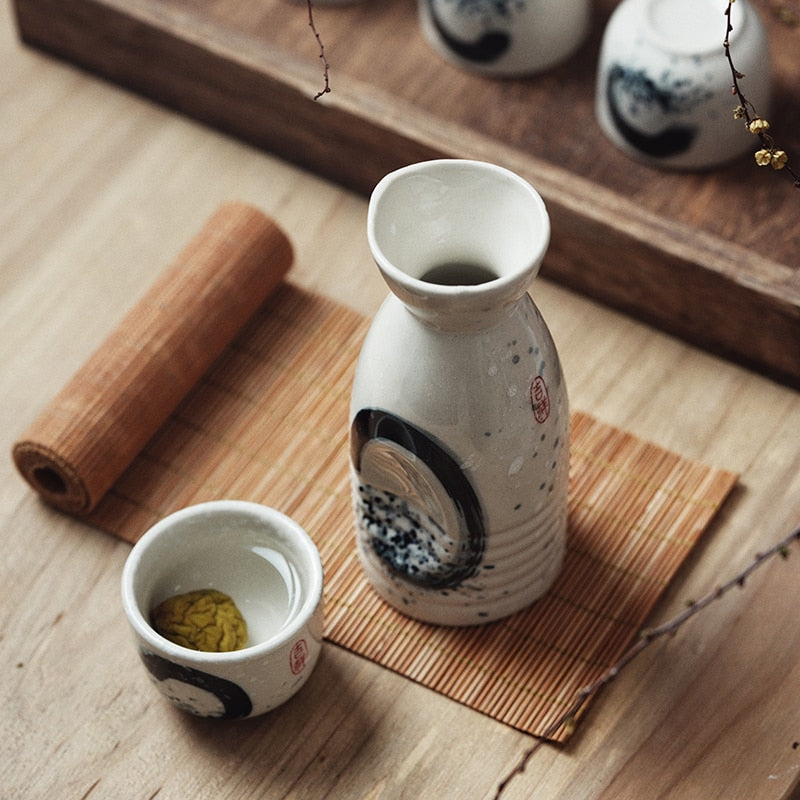 5stk retro japansk skyld sæt keramisk flagon spiritor kop 1 pot 4 kopper hjem bar skyld hvidvin pot kreative drinkware gaver