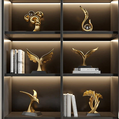 Золотые скульптуры и статуэтка фэн -шуй офисные аксессуары орлины скульптуры и статуэтки для внутренних украшений для комнат на стойке дома