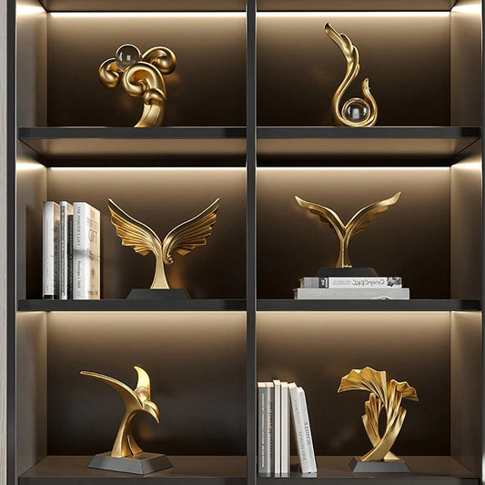 Sculture d'oro e figurine Feng Shui Office Accessori Eagle Sculture e figurine per ornamenti interni per camere da scrivania