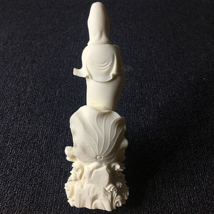 Číňané hledají dítě Avalokitesvara Buddha Socha pryskyřice Figure Sochařství Domů Uctívání Socha bílá 18cm / 7,07 in