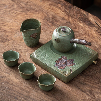 Jepun kung fu teh set rumah seramik teacup teapot kasteri kasar mudah mudah alih perjalanan teh set teh dan set cawan