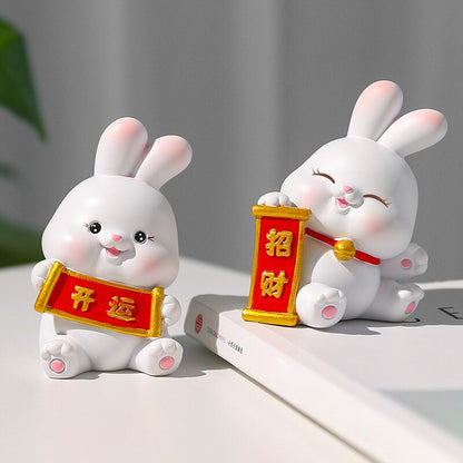 2023ウサギ飾り中国新年カワイイデスクトップオーナメントクリエイティブ樹脂ケーキ装飾子供用ウサギゾディアックギフト
