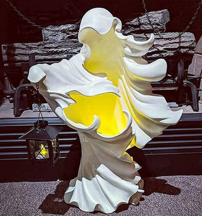 ランタンの地獄のメッセンジャー-2023アップグレードされたハロウィーン魔女ランタンの装飾、顔のない幽霊彫刻樹脂ハロウィーンの装飾