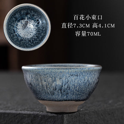 Chinese Jian kiln tea bowl with oilspot glaze Small Tenmoku Tea Cup Natural Ceramic High Temporature Fired Eco-friendly