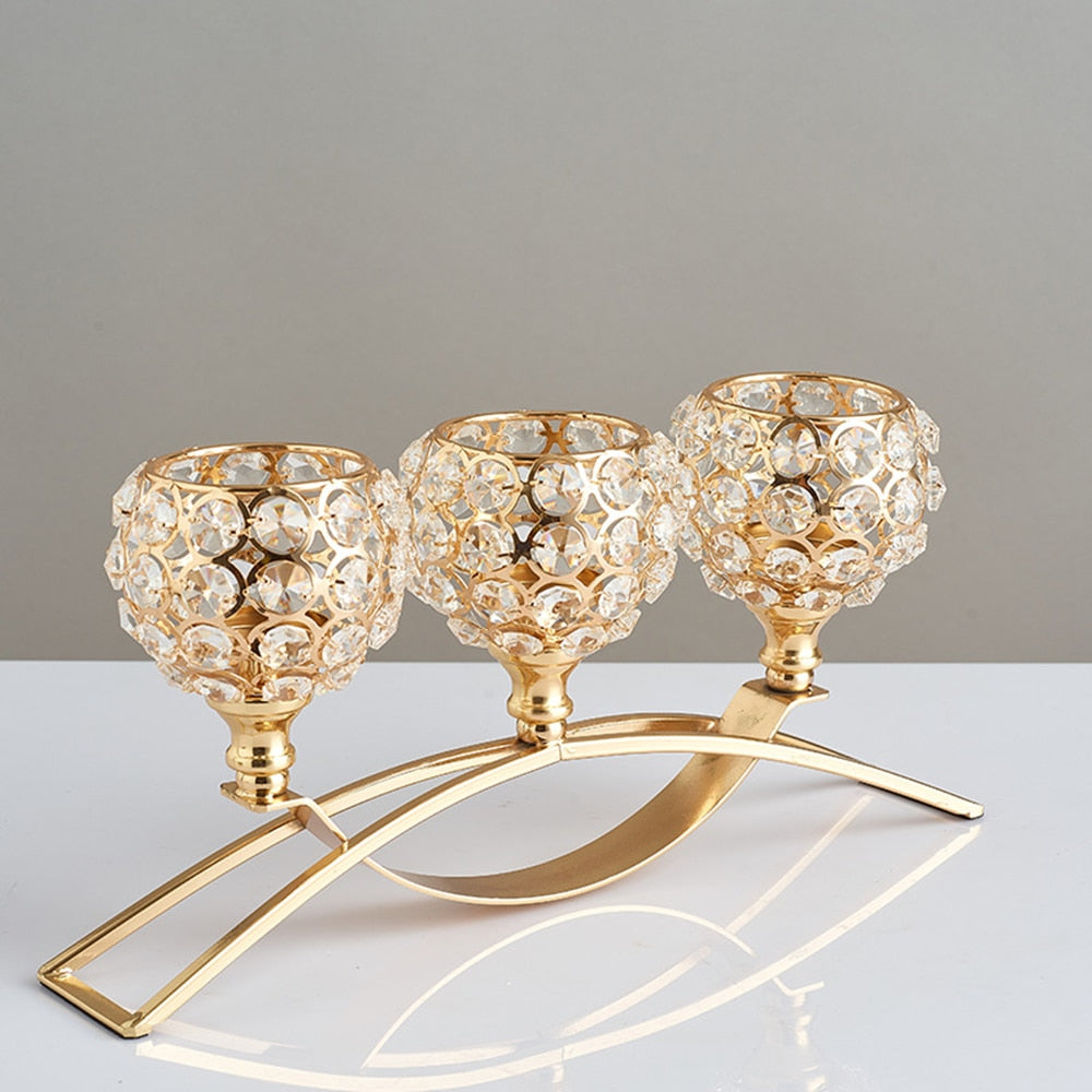 Bougeoirs en métal chandelier cristal café Table à manger centres de Table support chandeliers mariage noël décoration de la maison 