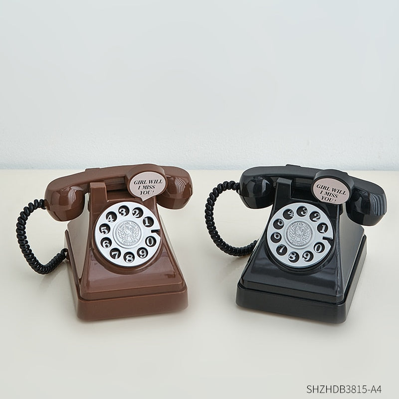 Figuras decorativas Teléfono Vintage Cajas de ahorro de cajas de oficina clásica Accesorios de escritorio creativo Regalos de cumpleaños de Bank