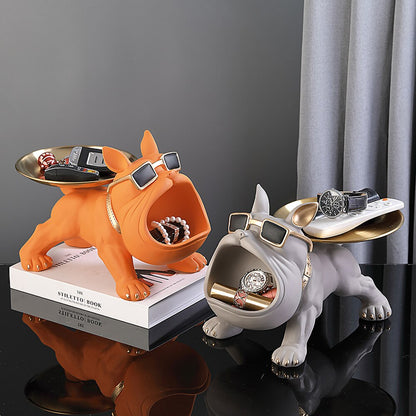 Statue per cani in resina soggiorno decorazioni decorazioni per cani sculture vassoio ornamenti figurina francese bulldog per la decorazione della scrivania interna