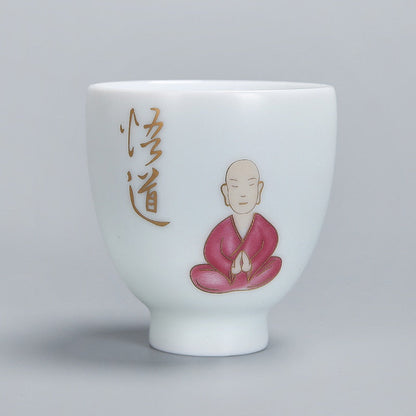 1 pcs cangkir teh pu er teh peralatan kungfu cangkir teh hadiah minuman teh alat keramik porselen batu giok putih