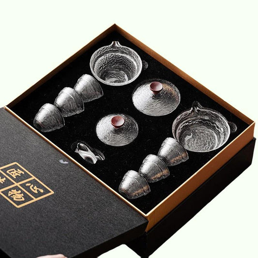 Chinese GlassTea Set Kung Fu Porcelain Tea Cup Pot Set Tortoise Teapot Kungfu Teaset Puer Oolong Tea Ceremony Teaware Gift Box