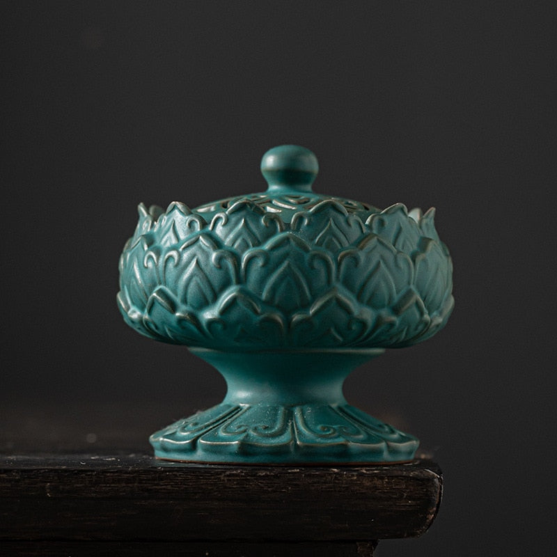 Brûleur d'encens Lotus en céramique Zen, décoration de la maison, cône d'encens, plateau d'encens, conteneur, décoration de salon de thé de style chinois