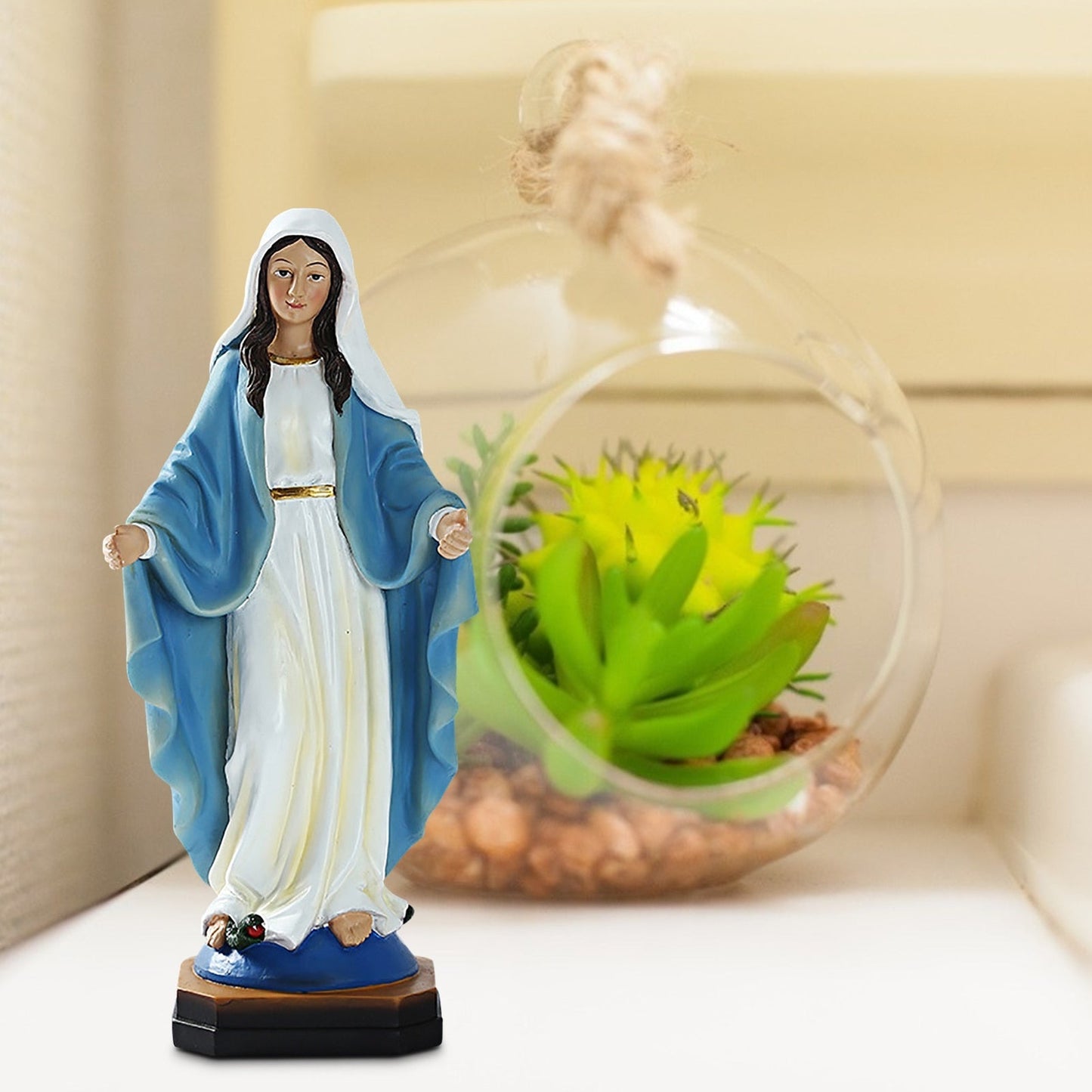 聖母マリア像8.8私たちの恵みの彫刻の聖母聖母マリア祝福された彫像樹脂置物マザーマドンナカトリック宗教