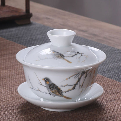 Keramisk gaiwan jingdezhen kinesisk kungfu teaset tre talanger te skål stora tekoppar set hem te maker te ceremoni gåva