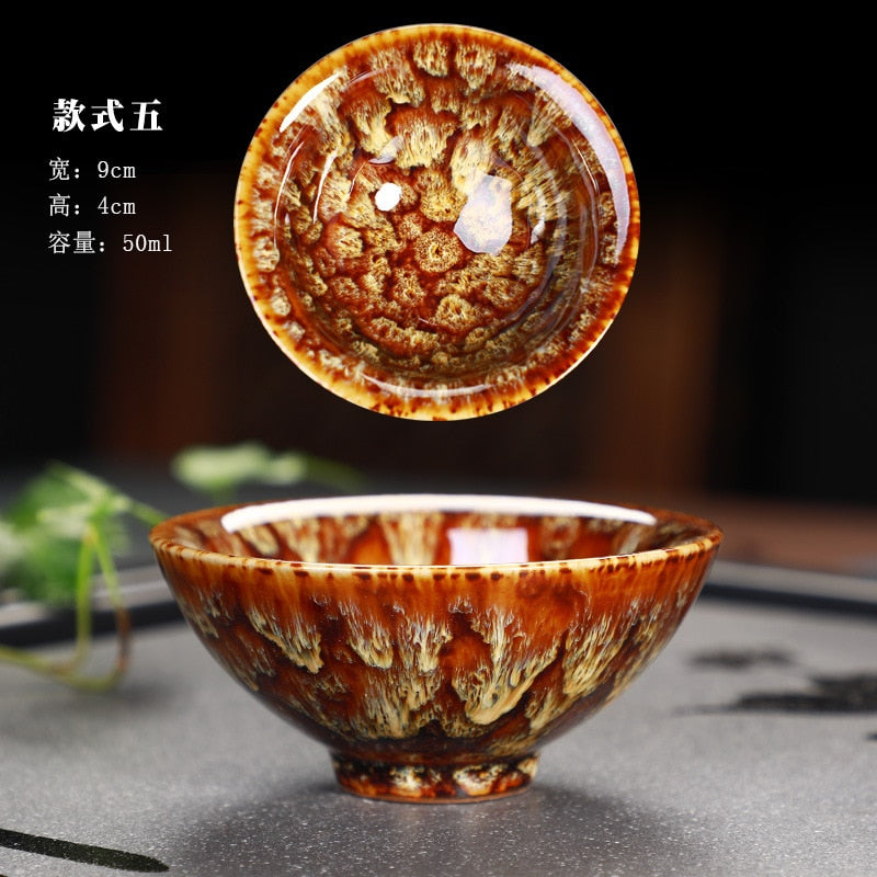 Büyük Yuteki Tenmoku Çay Bardağı Antik Song Hanedanlığının Teknolojisini Yeniden Yarat Seramik Çay Kasesi/JIANZHAN
