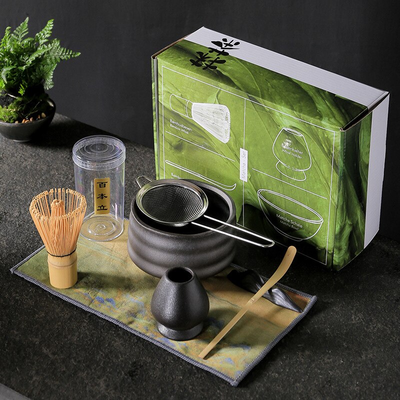 4-7 st/set handgjorda hem Easy Clean Matcha Tea Set Tool Stand Kit Bowl Whisk Scoop Gift Ceremoni Traditionell japansk tillbehör