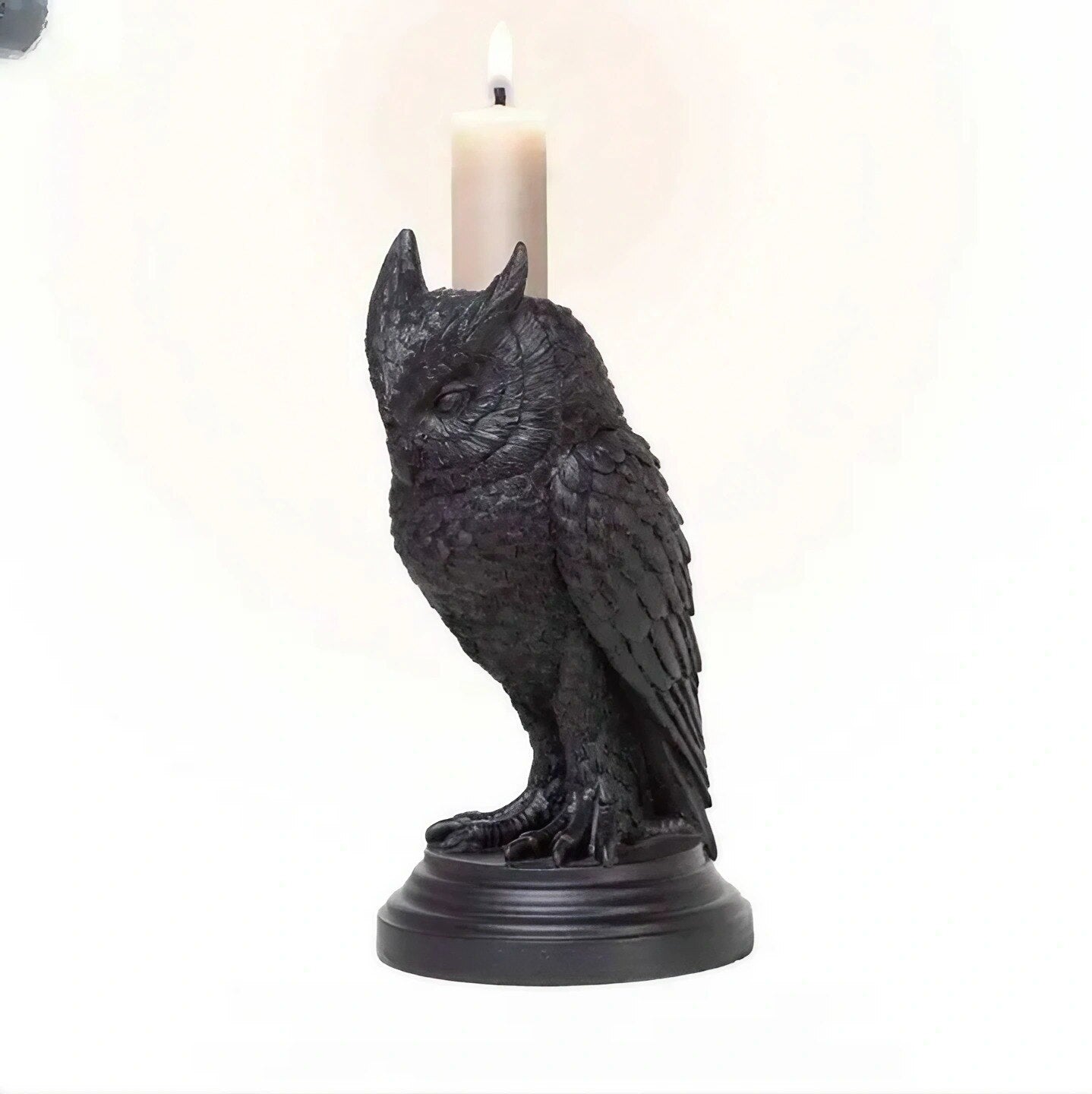 Pemegang Lilin Owl Resin Crafts Halloween Atmosfer Hiasan Gothic Crow Rumah