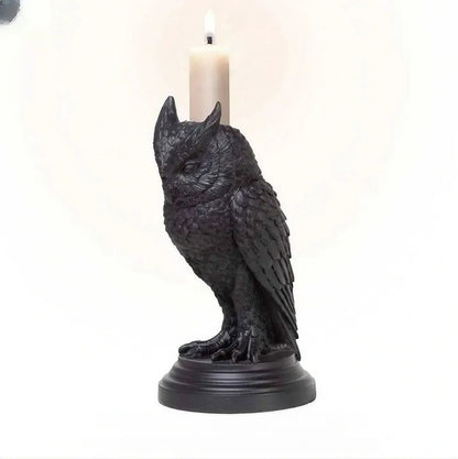 Owl Candle Supporter Resin Crafts Decoración de la atmósfera de Halloween Decoración del hogar Gótico Crow Home