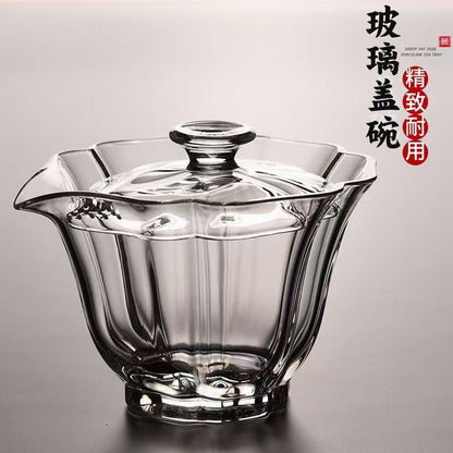 Tasse à thé Gaiwan en verre Baicai haut de gamme avec filtre, tasse à thé anti-brûlure, théière à main, service à thé Kung Fu chinois de haute qualité