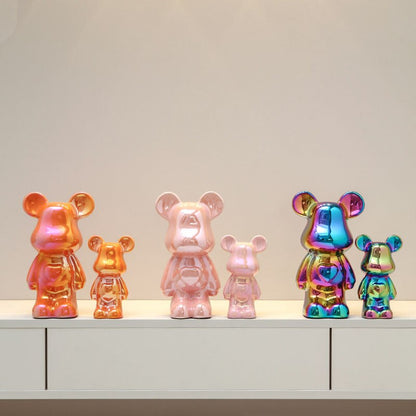 Northeuins keramische luxe geweld beren beeldjes kleurrijke geëlekoplateerde teddybeercollectie item woonkamer decor ornamenten
