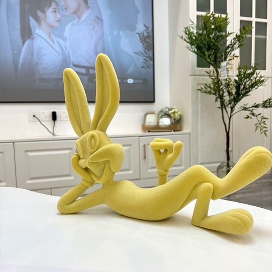 Ornamentos de artesanato de resina de bunny minimalistas modernos de desenhos animados, varanda, sala de estar para o quarto da sala de mesa decorações de casas de mesa