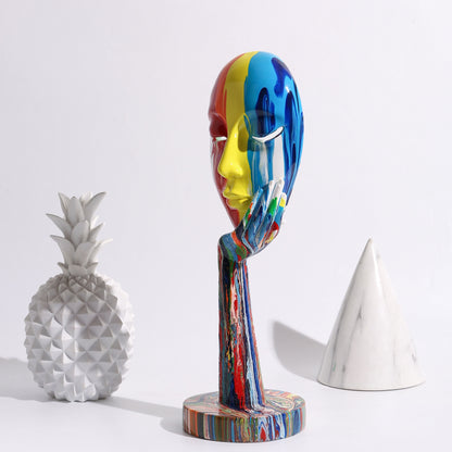 Arte moderna criativa pintada colorida abstrato máscara decoração em casa armário de vinho decoração artesanato de decoração de desktop