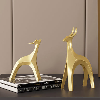Modern Nordic Home Transparent Golden Reindeer Statue Living Room Decoration Tabletop Sculpture Resin Figurines Chrismas Gifts