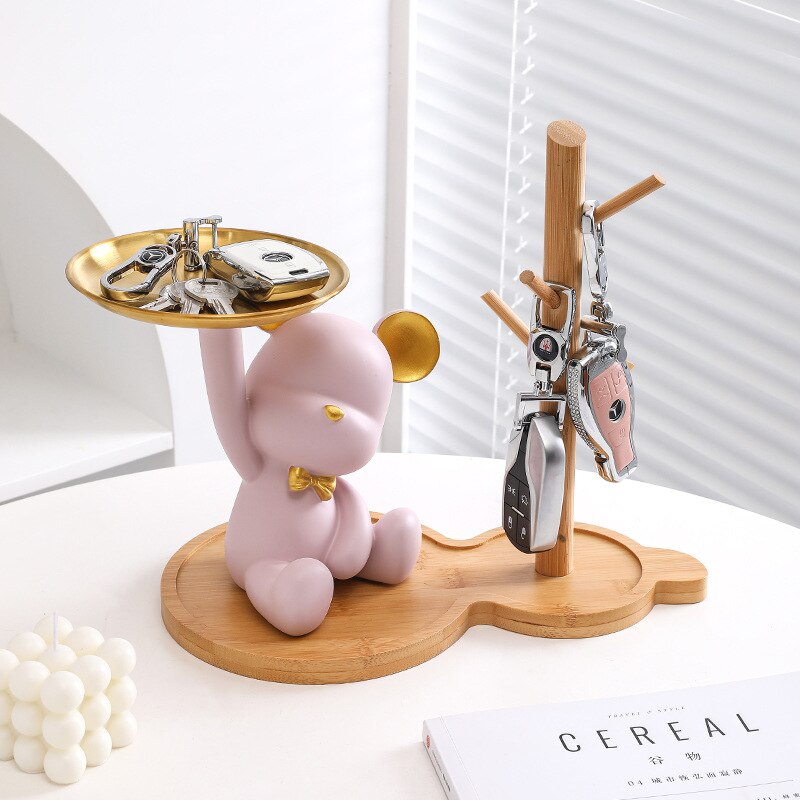 Uusi hartsikarhun säilytyslokero Nordic Creative Figurines Ornamens Porch Desk -kodin sisustus Keys Candy Storage Home Decor